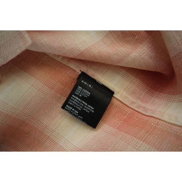 AMIRI Men's Sz L Red/Orange Distressed Ombré Plaid Button-Down L/S Shirt - Picture 9 of 13